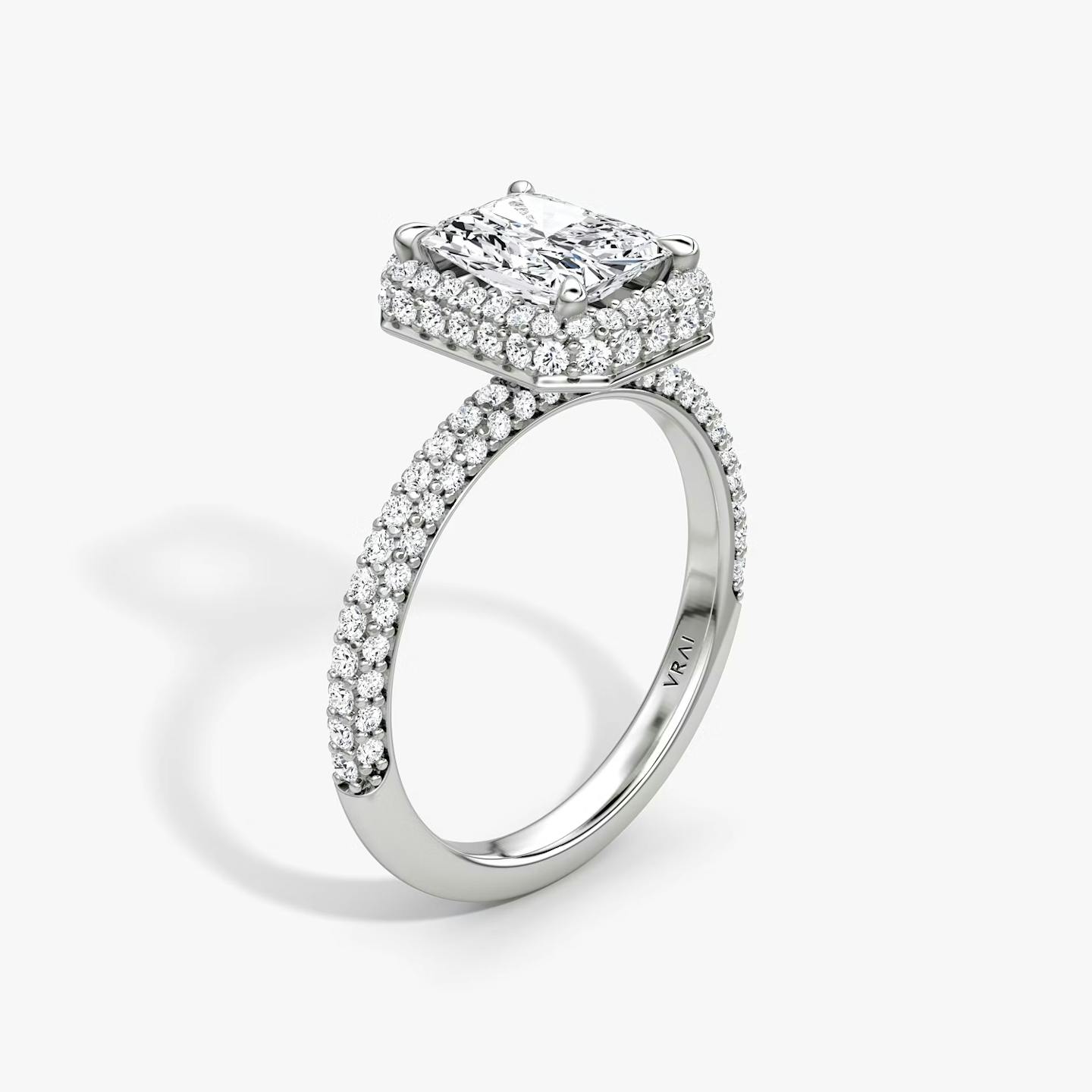 The Halo Dome | Radiant | 18k | 18k White Gold | Diamond orientation: vertical | Carat weight: See full inventory